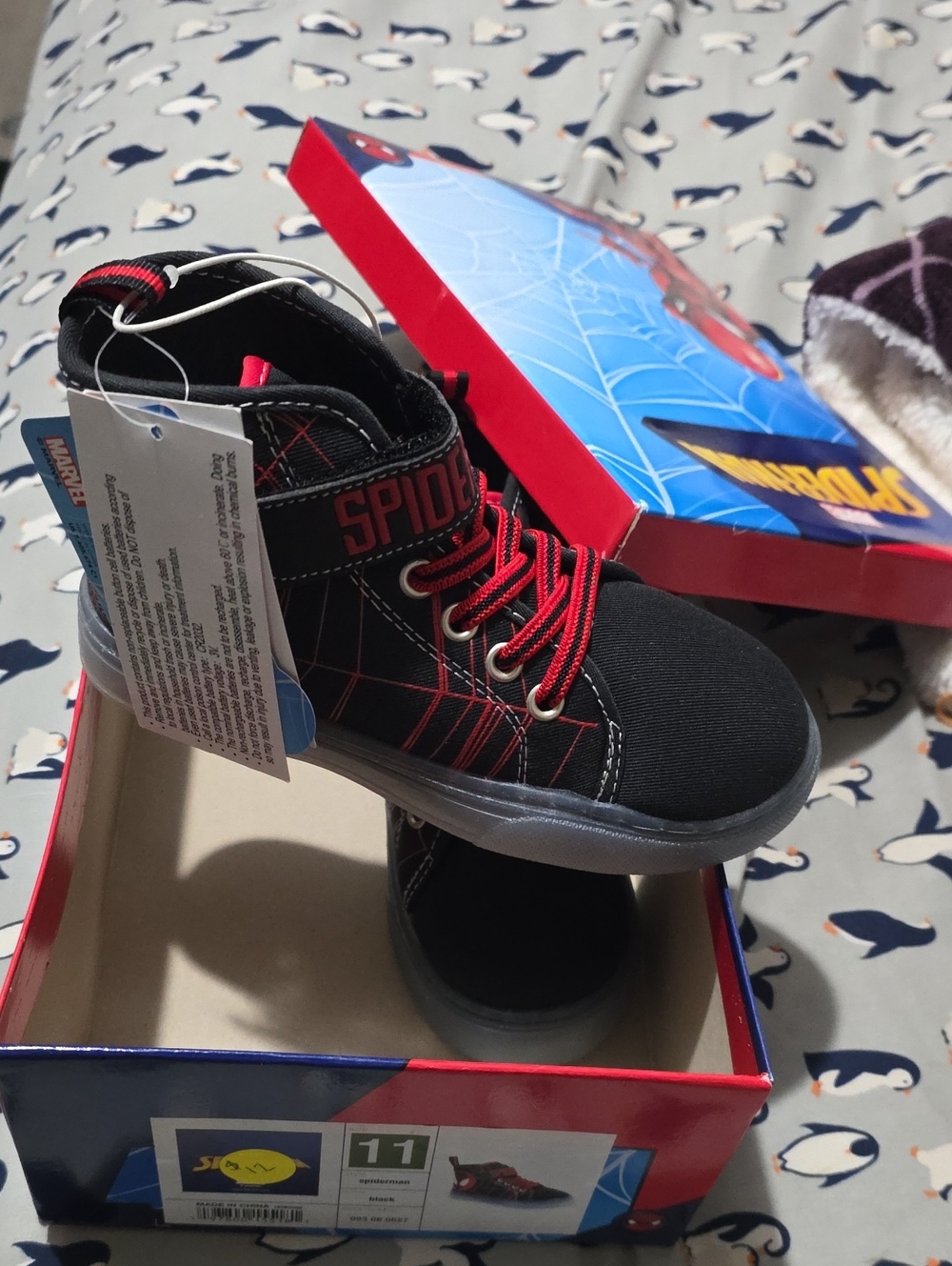 Spiderman Kids Black and Red High-Top Sneaker with Web Detail